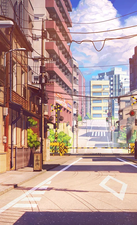 日本动漫里的街道景象个性手机壁纸