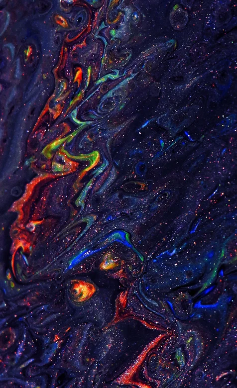 流动的七彩闪亮的液体抽象手机壁纸