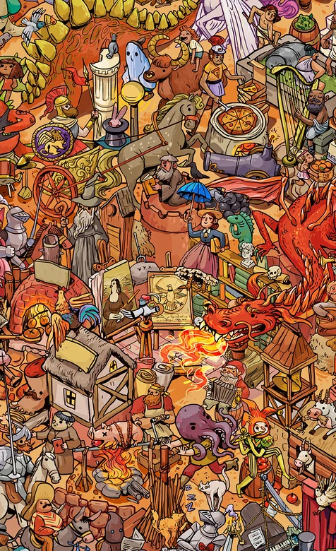 创意构图的手绘街景手机壁纸找找都有什么啊