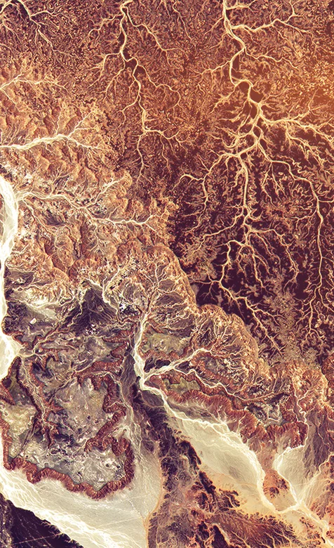 戈壁山脉的高清卫星图创意手机壁纸