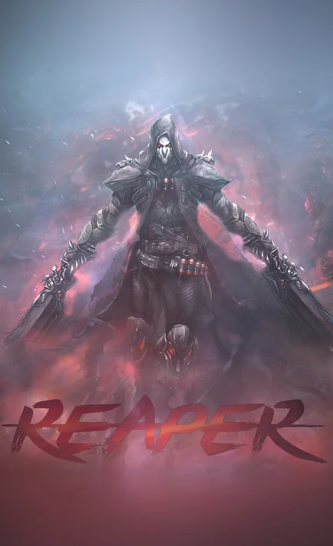 游戏“死神”拿双枪的帅气骷髅头人物霸气手机壁纸