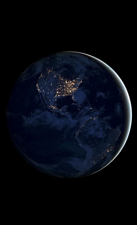 宇宙看地球的黑夜灯光高清手机壁纸