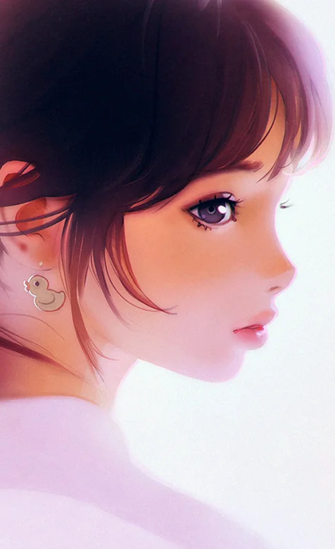 动漫美女的侧颜朦胧画风手机壁纸