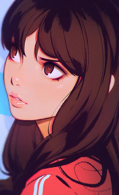 穿条纹运动衫的动漫女生创意手机壁纸