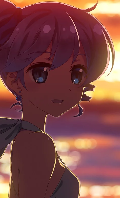 海边的比基尼大眼动漫少女手机壁纸，朦胧的画风