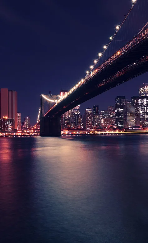 繁华城市的跨海大桥灯光夜景手机壁纸