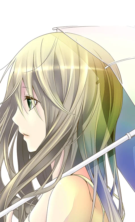 打着透明雨伞的时尚长发动漫女生手机壁纸