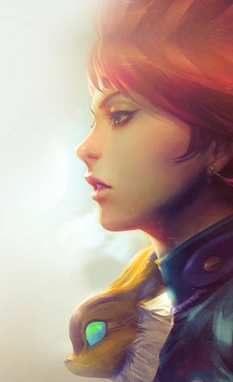 带着宠物的动漫橙发妹子手机壁纸