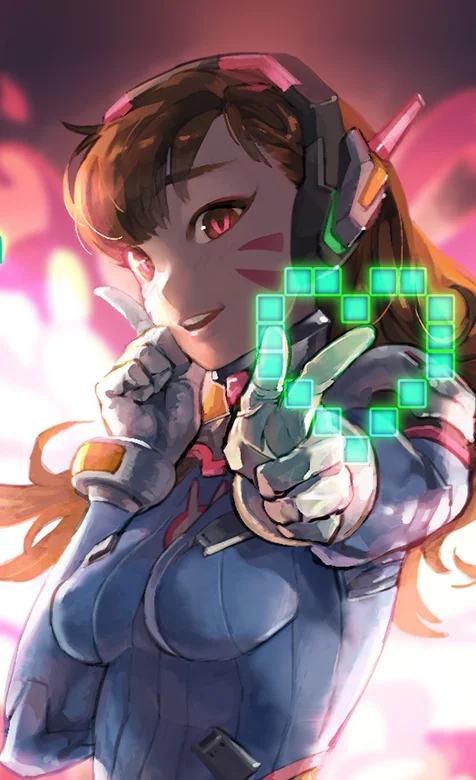 守望先锋女性游戏人物侧脸画爱心插画手机壁纸