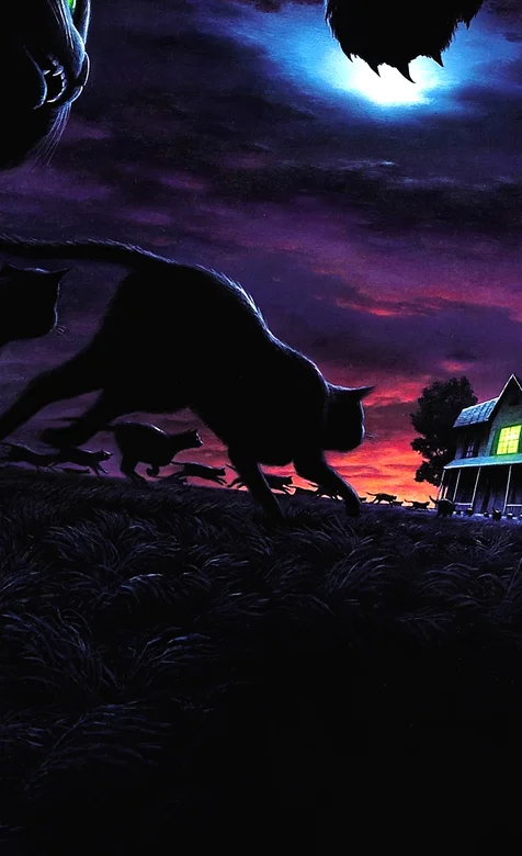 月下的凶恶黑猫经典电影场景手机锁屏壁纸