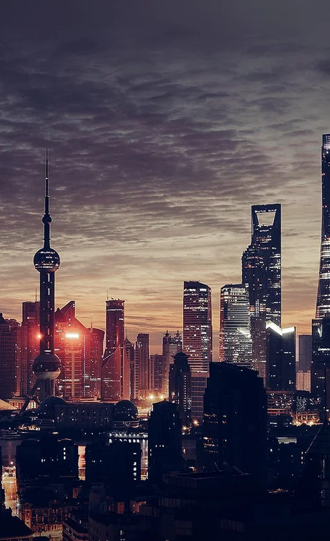 夜色上海，标志性建筑东方明珠夜景手机壁纸