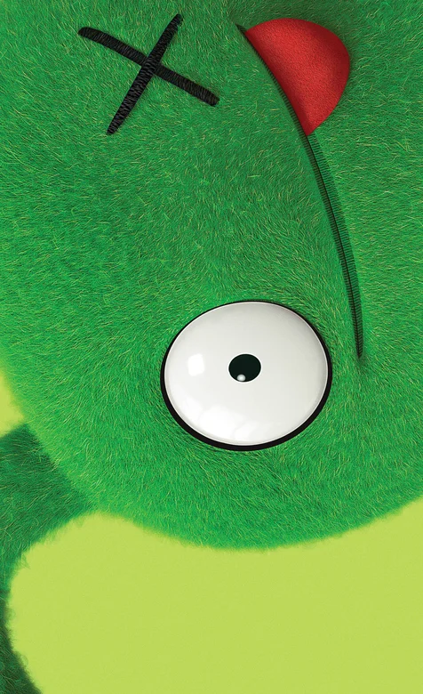动画丑娃娃绿色毛绒角色可爱手机壁纸