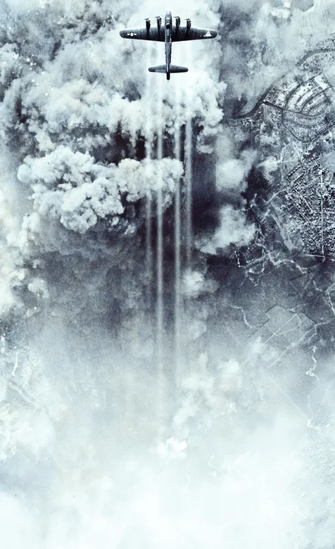 战争电影名场景，高空轰炸机飞跃城市上空的手机壁纸