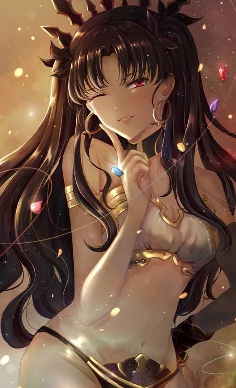 穿镀金比基尼戴皇冠的动漫性感少女高清手机壁纸