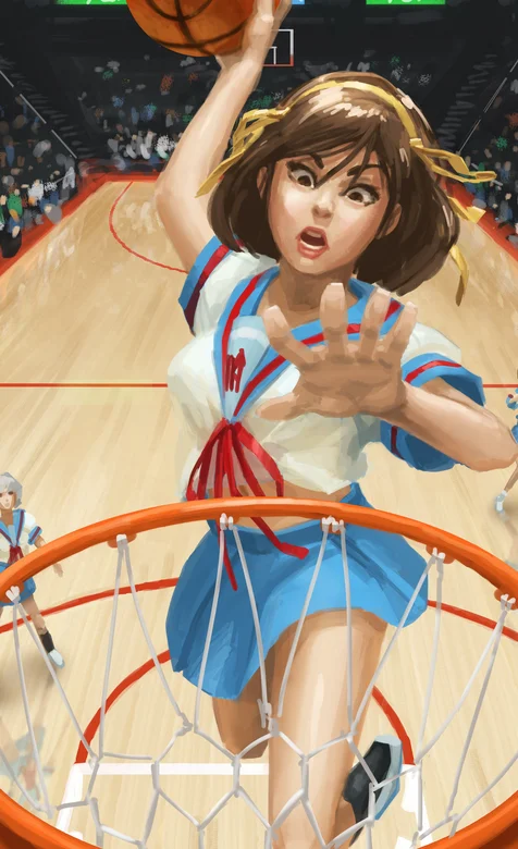 灌篮的动漫短发学生妹个性手机壁纸