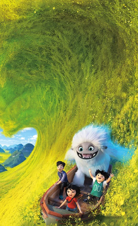 3D动画电影雪人奇缘主角和雪人草地激流勇进的手机壁纸