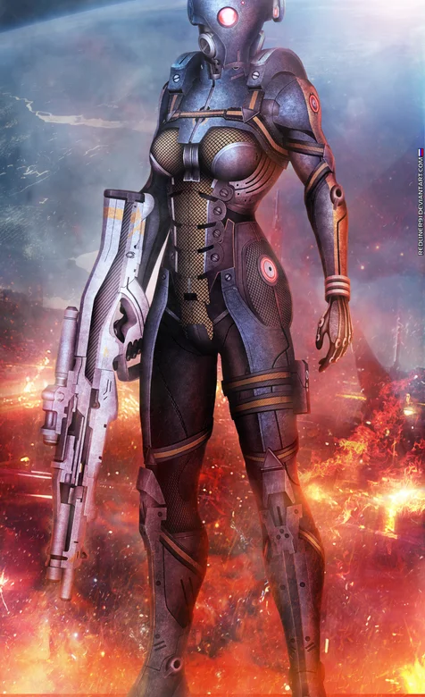 全副武装戴面罩的未来女战士手机壁纸