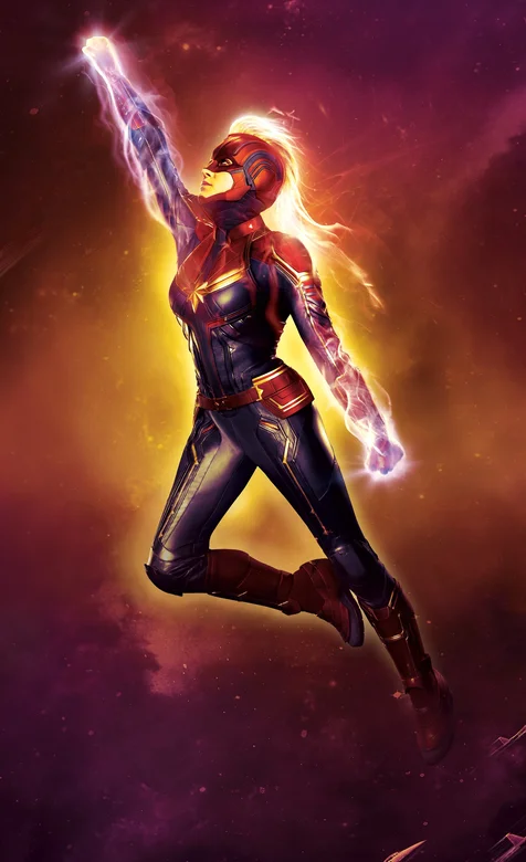 漫威最强超级英雄惊奇队长帅气宇宙飞行手机壁纸