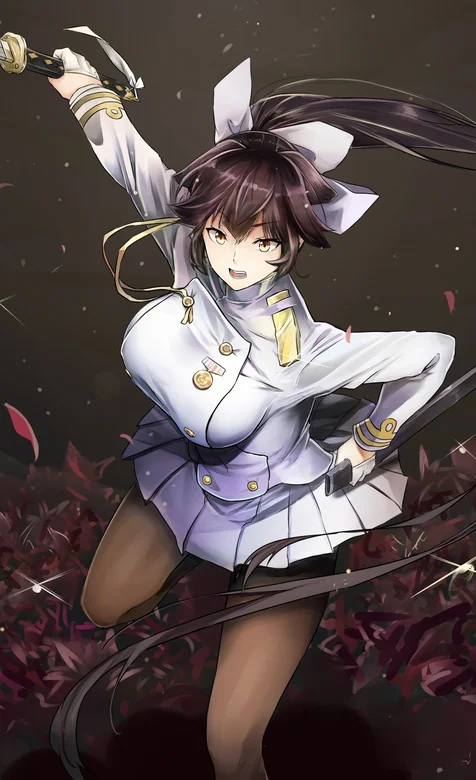 拔刀杀，动漫豪乳少女飘逸潇洒拔刀姿势