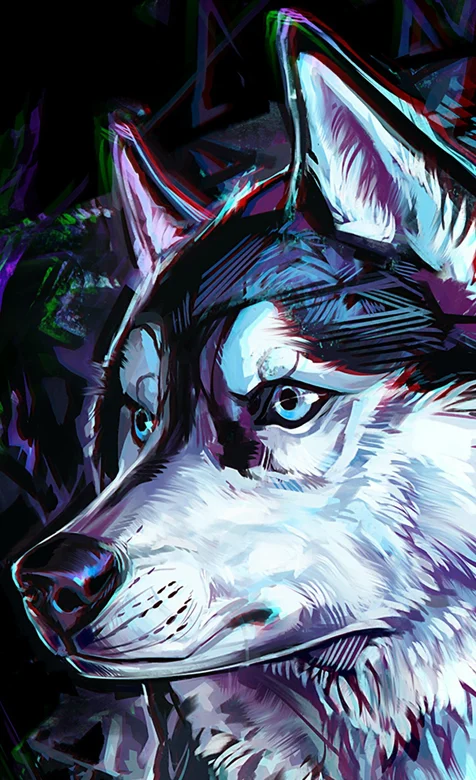 大白宠物狗头插画个性手机壁纸