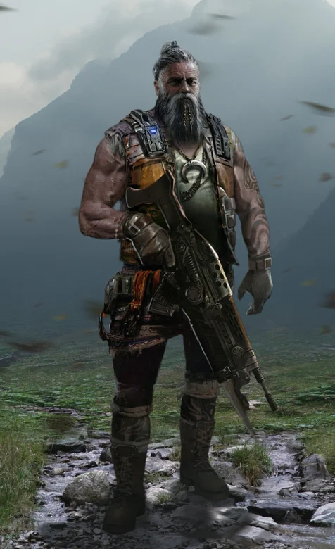 大胡子，手拿自动步枪的大汉游戏人物手机壁纸