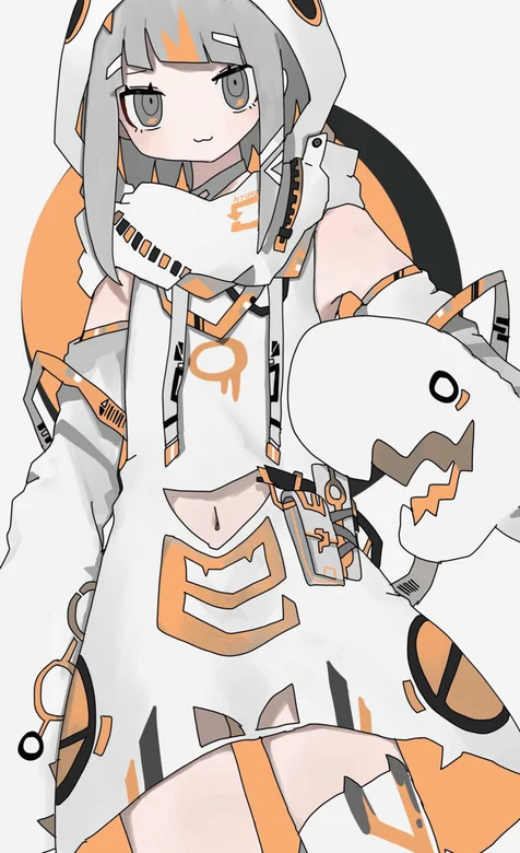 穿着时尚的大眼动漫少女手绘插画手机壁纸