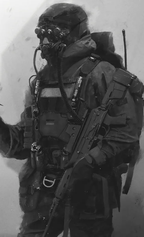 全副武装戴着防毒面具的特种兵游戏人物