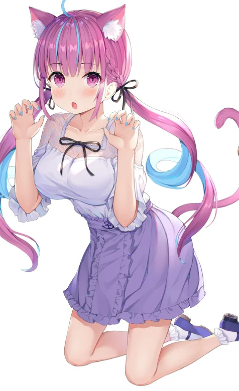 可爱紫发少女cosplay小猫咪手机壁纸