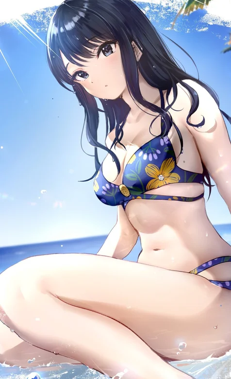 海中戏水的比基尼好身材动漫美女手机壁纸