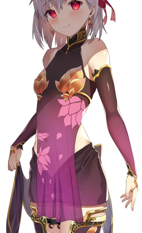 蕾丝古风莲花装动漫红色瞳孔小姐姐