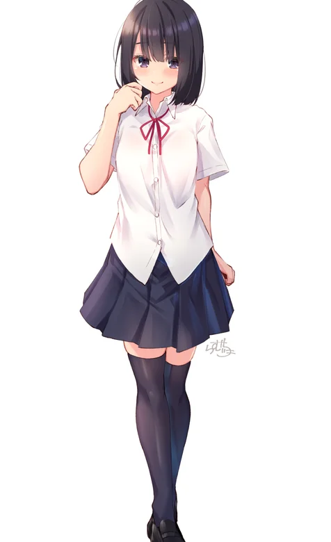 百褶裙黑丝袜标准日系学生服动漫妹子手机壁纸