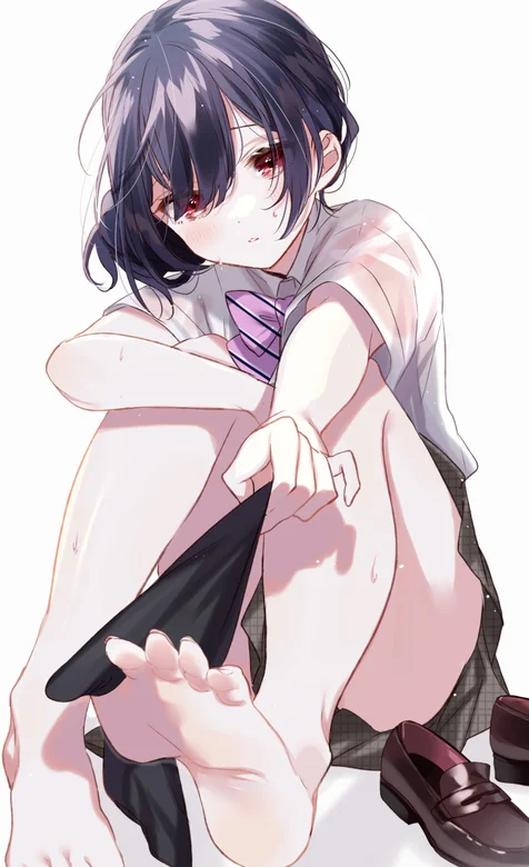 正在脱袜子的动漫女学生手机壁纸