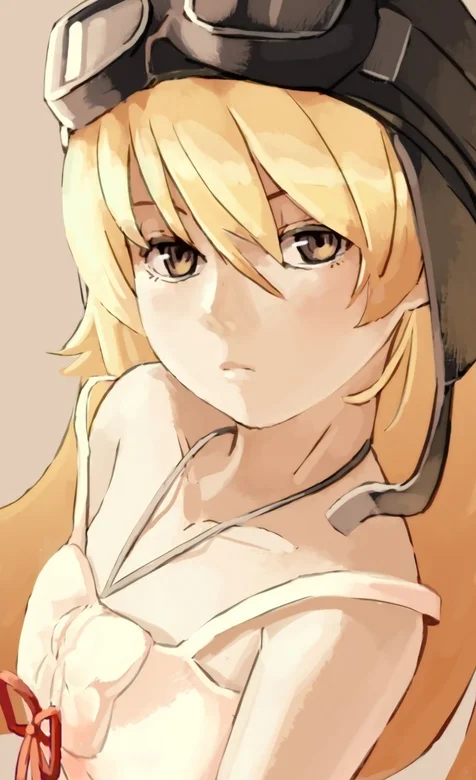 戴飞行员帽子的黄发动漫女孩