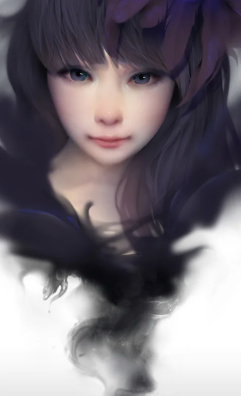 烟云形成的动漫女生头像手机壁纸