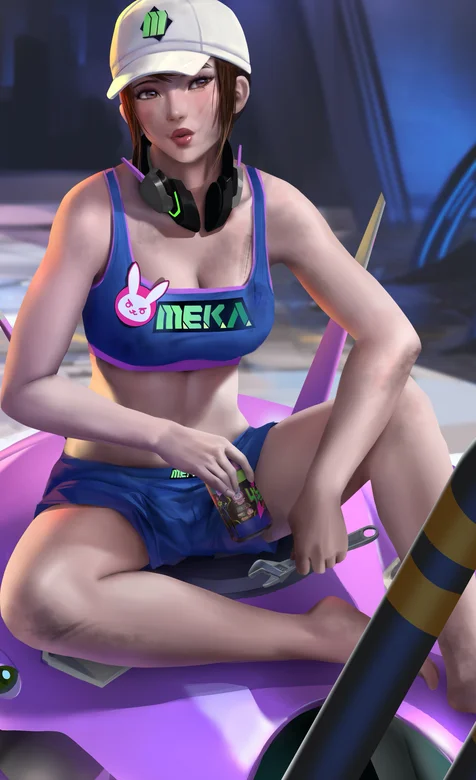 手绘健身房里坐着的动漫女人物手机壁纸