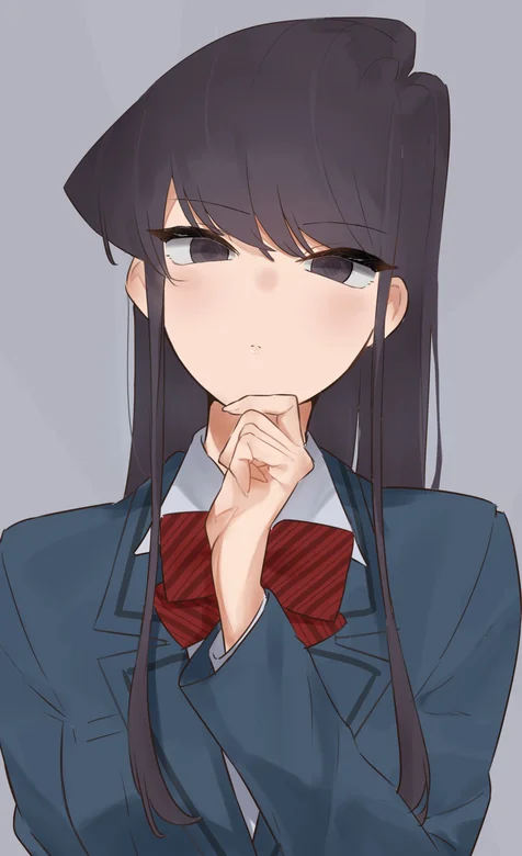 简洁手绘画，长发刘海的学生妹手机壁纸