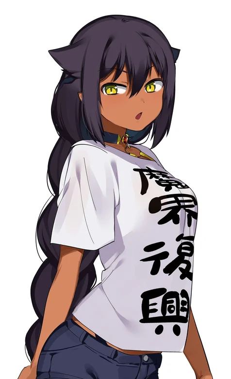 穿魔界复兴字样T恤的动漫人物手机壁纸