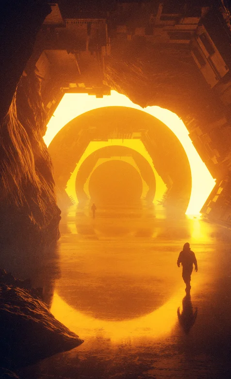 神秘莫测的环形发光隧道场景高清手机壁纸