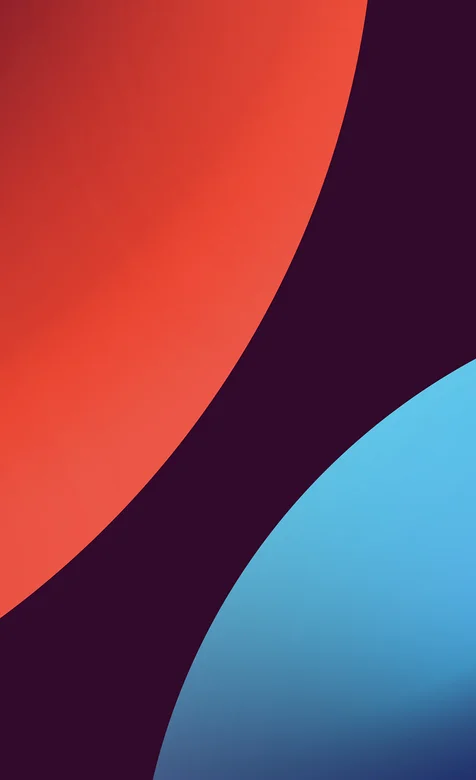 橙蓝圆形拼接2D简洁手机壁纸