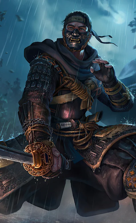 日本武士风格盔甲，戴口罩的武士的手机壁纸