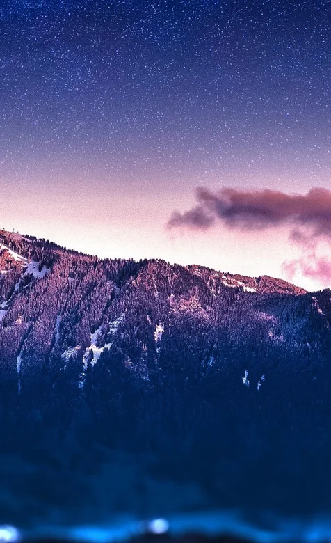 大山，星空，朦胧风景手机壁纸
