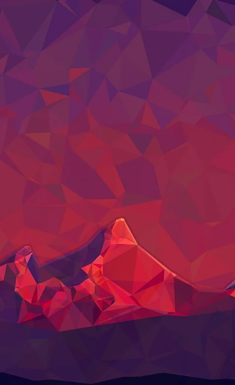 橙红三角菱形拼成的大山山脉风景创意手机壁纸