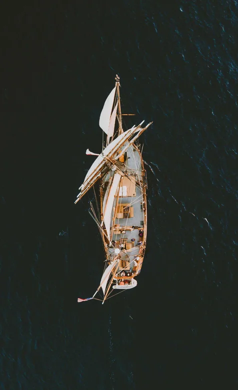 海上行驶的帆船航拍摄影高清手机壁纸