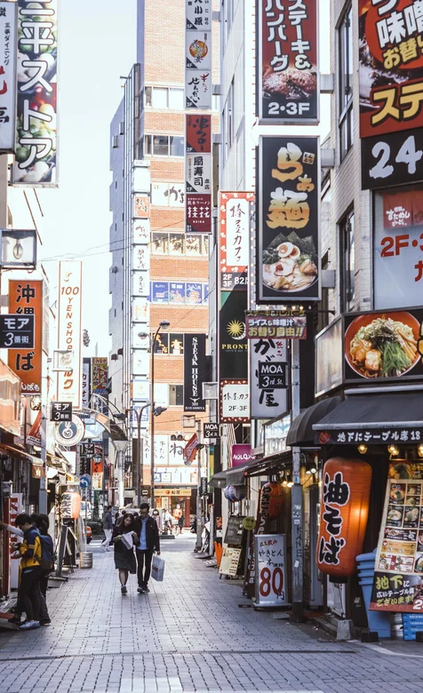 日本热闹繁华的城市街道手机壁纸