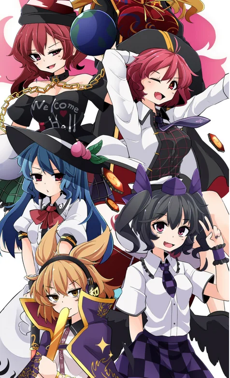 二次元动漫少女大合照手机壁纸图片