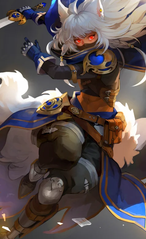 帅气舞刀的游戏女战士人物手机壁纸