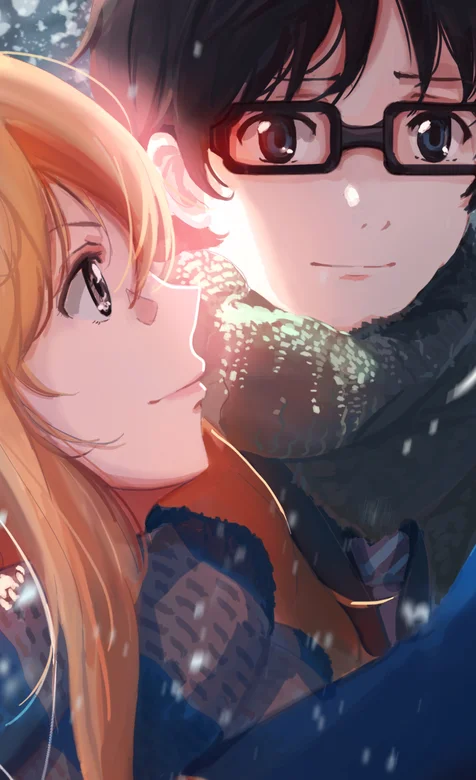 温馨的动漫情侣拥抱的手机壁纸