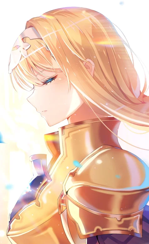 黄金盔甲动漫女战士高清插画手机壁纸