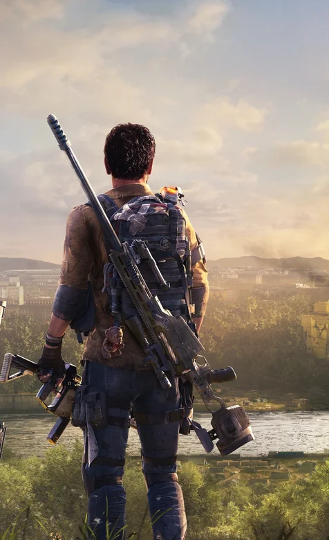 吃鸡游戏宣传插画湖边站着的特种兵手机壁纸