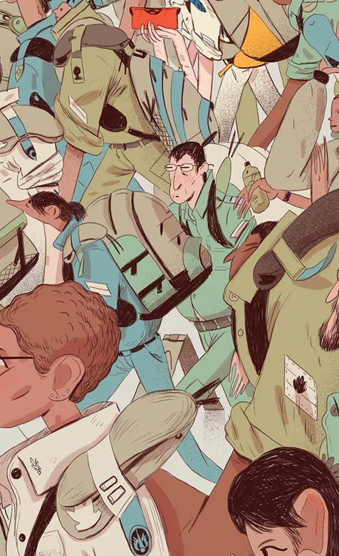 抽象画风熙熙攘攘的人群插画